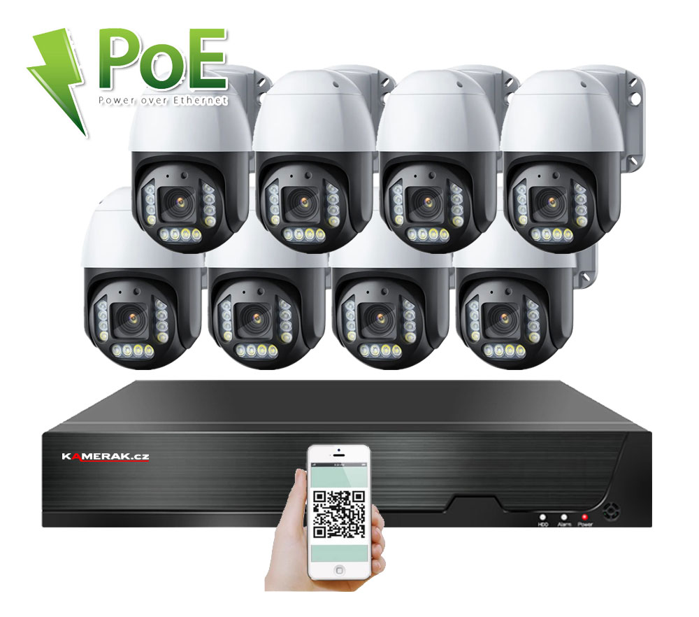 8 kamerov systm PoE XM-PTZ-821B 5x 4Mpx s otonmi kamerami