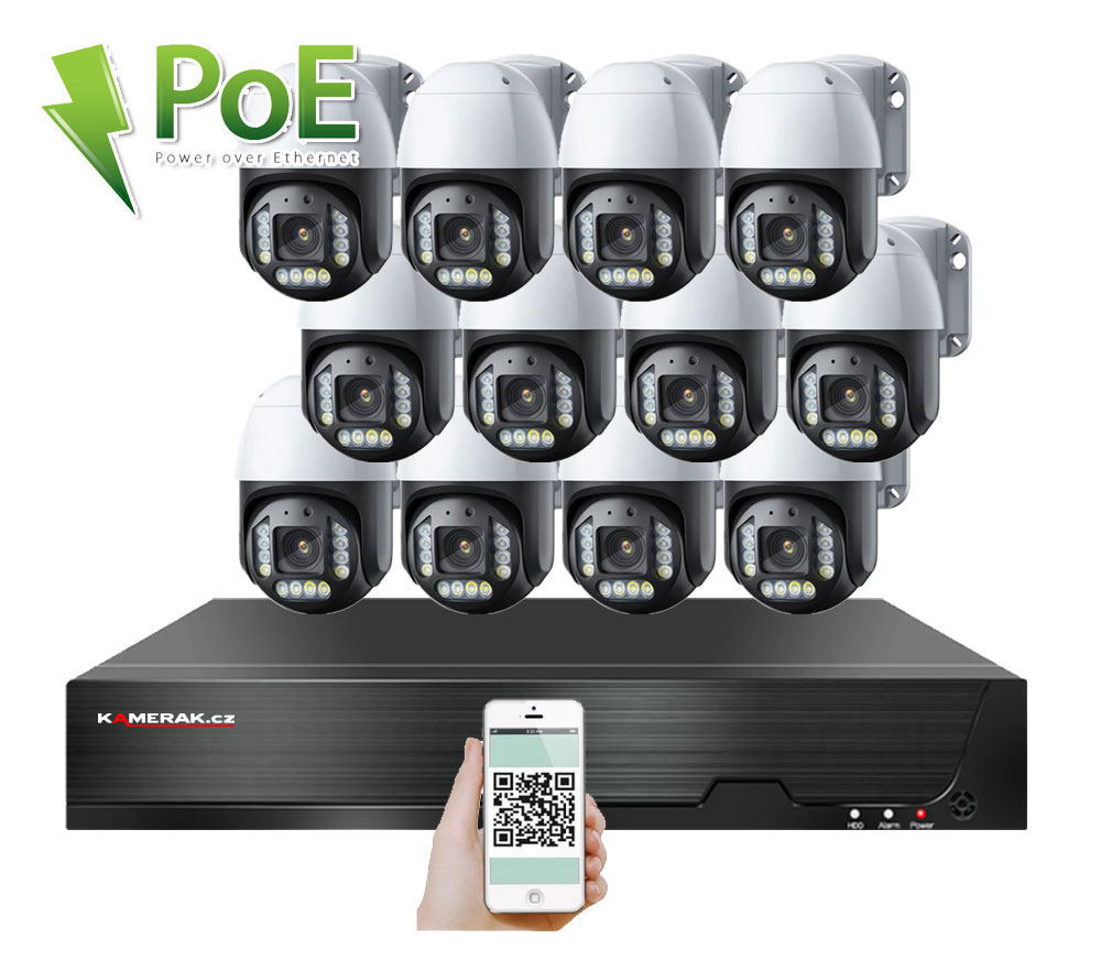 12 kamerov systm PoE XM-PTZ-1221B 5x 4Mpx s otonmi kamerami