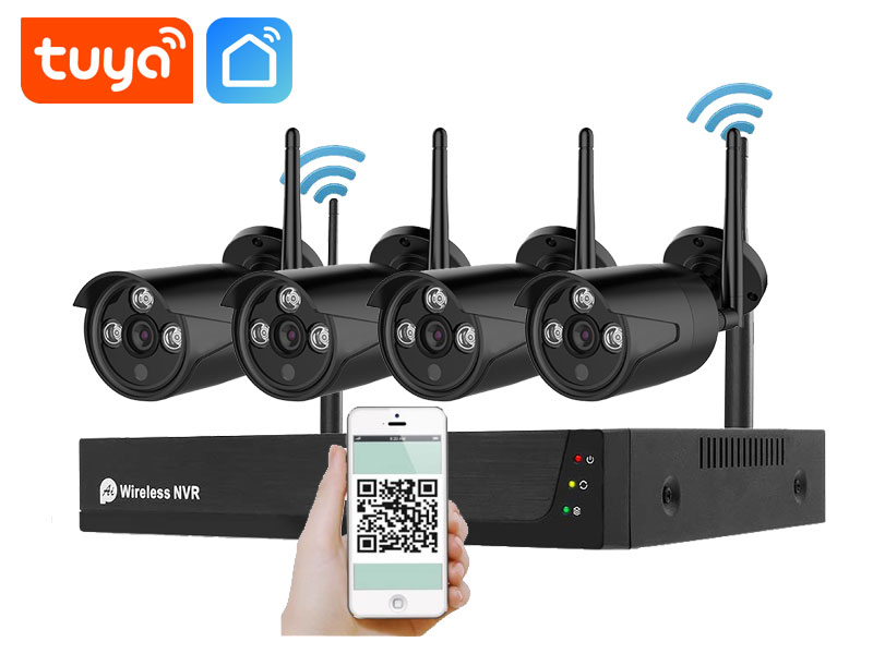 Bezdrtov 4 kamerov set WiFi TUYA WTU4-133A-Black, 2MPx, CZ menu